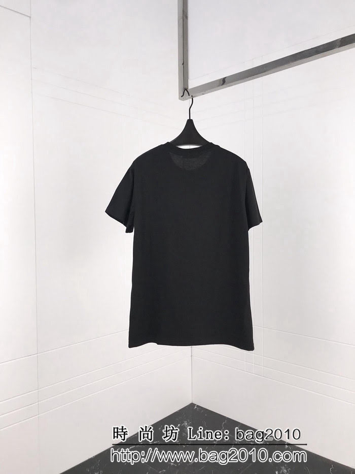 BURBERRY巴寶莉 19ss早春新款 彩色微標騎士戰馬 黑色短袖 定制面料 高版本男女同款 ydi2388